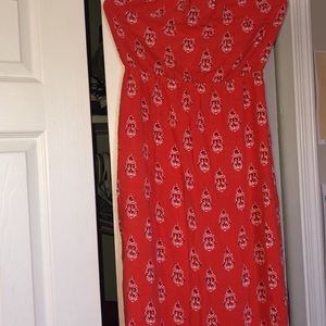 Orange floral sundress with a slit